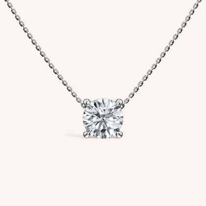 The Statement Solitaire Pendant close-up detail 1 - 14K White Gold lab-grown diamond 1.06ct Round Brilliant necklace pendant