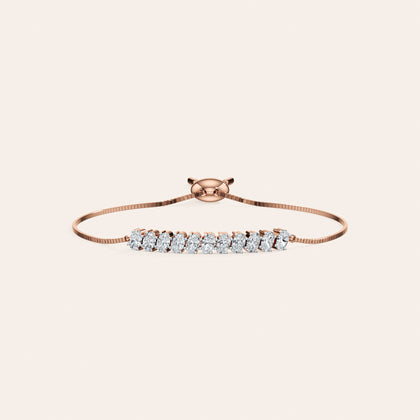 The Rosé Station Bracelet close-up detail 1 - 14K Rose Gold lab-grown diamond