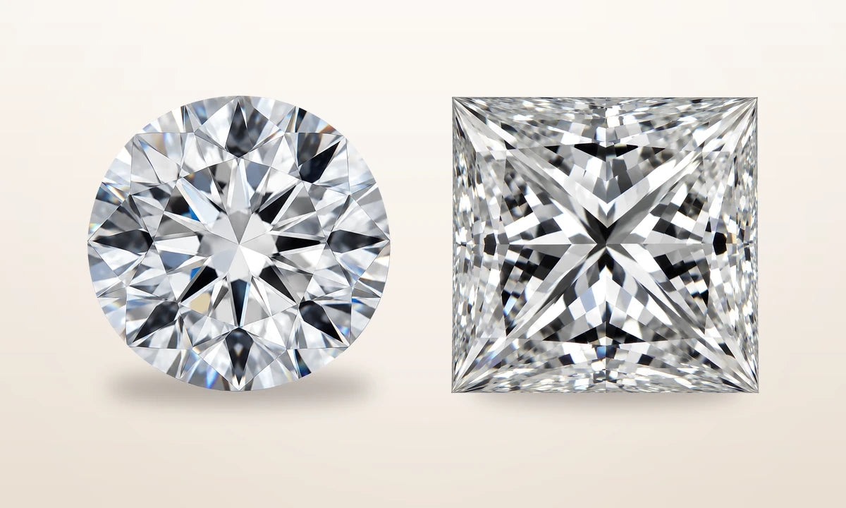 Round vs Princess diamonds side by side