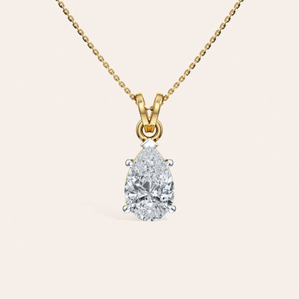 The Lumina Pendant close-up detail 1 - 14K Yellow Gold lab-grown diamond 2.07ct Pear necklace pendant