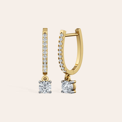 The Cascade Drop Hoop close-up detail 2 - 14K Yellow Gold lab-grown diamond