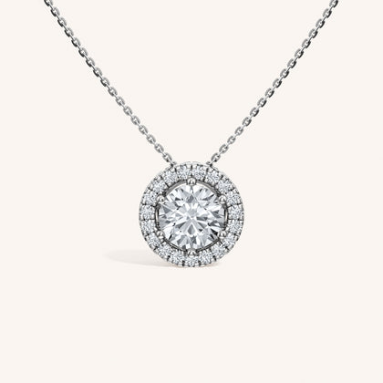The Ethereal Pendant close-up detail 1 - 14K White Gold lab-grown diamond 1.24ct Round Brilliant necklace pendant