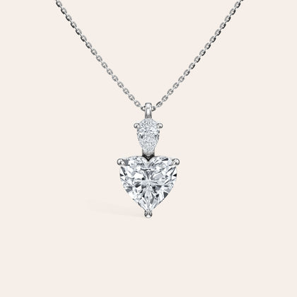 The Icon Pendant close-up detail 1 - 14K White Gold lab-grown diamond 1.89ct Heart, Pear necklace pendant