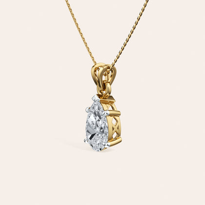 The Lumina Pendant close-up detail 2 - 14K Yellow Gold lab-grown diamond 2.07ct Pear necklace pendant