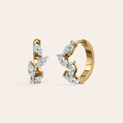 The Vogue Hoop close-up detail 2 - 14K Yellow Gold lab-grown diamond 0.92ct Marquise earrings