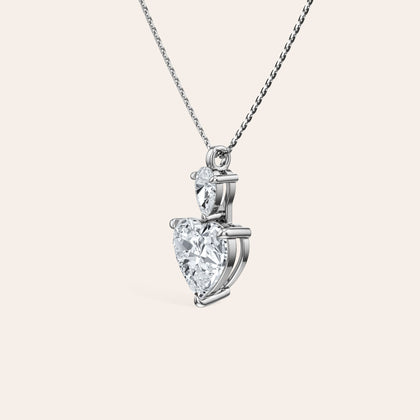 The Icon Pendant close-up detail 2 - 14K White Gold lab-grown diamond 1.89ct Heart, Pear necklace pendant