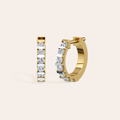 The Meridian Hoop close-up detail 2 - 14K Yellow Gold lab-grown diamond 0.54ct Round Brilliant earrings