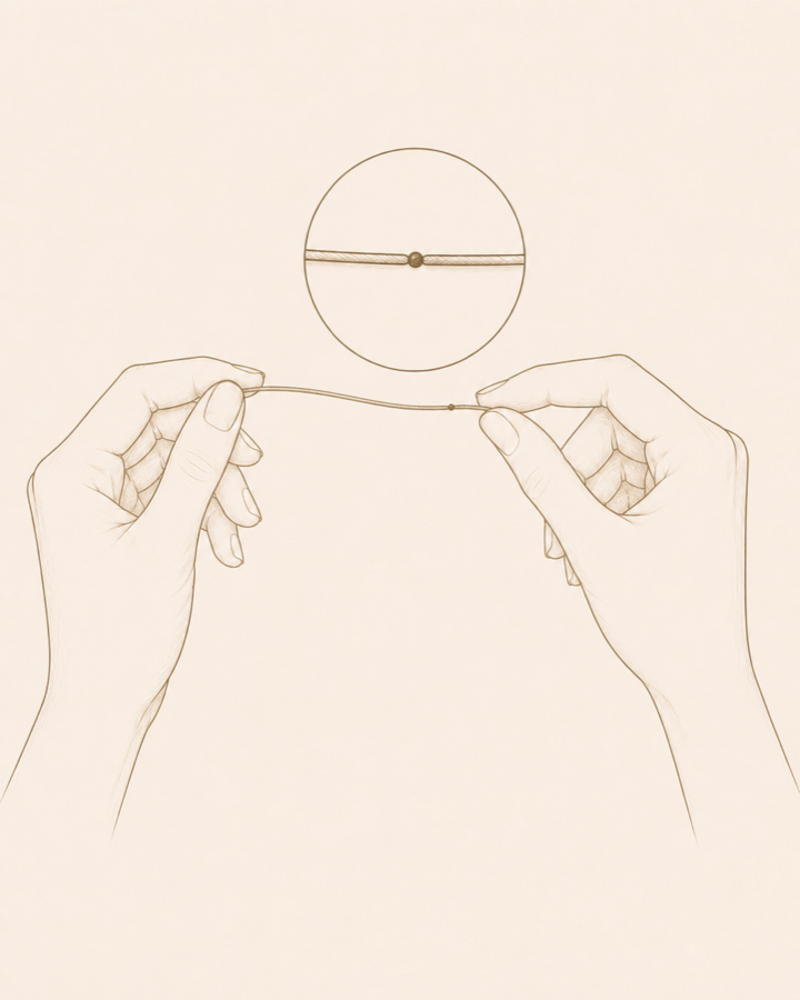 Mark where the string meets